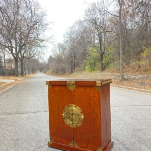 Korean lacquered elm liquor cabinet 