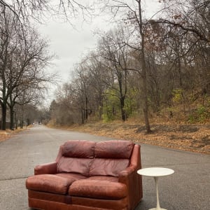 Sherrill leather love seat 