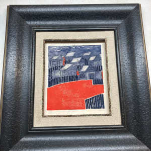 framed hand colored engraving "Before Dark" 