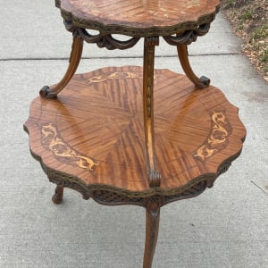 2 tiered inlaid satin wood table 