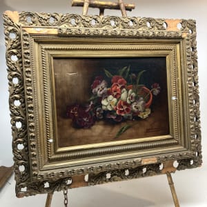 framed Victorian floral still life 