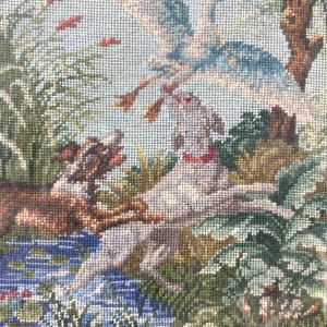 Small petit point scene with dogs 