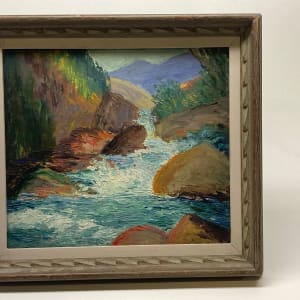 Framed original  Mary Alice Higgy painting on board of a river scape 