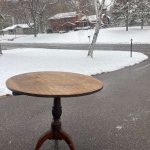 19th century 1/4 sawn oak round flip top table 