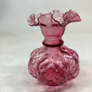 Cranberry ruffled vase 