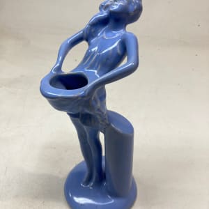 blue female figural planter pottery bud vase 