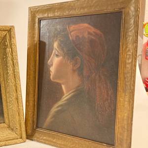 Framed vintage portrait painting 