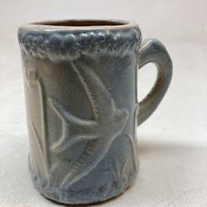 vintage Hull blue and white pottery mg with barn swallow