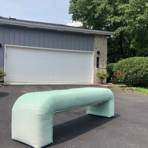 Upholstered post modern 5' long bench 
