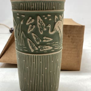 Red Wing brush vase with box 