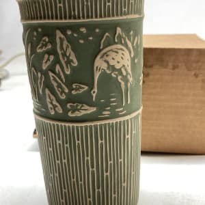 Red Wing brush vase with box 