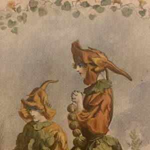 hand painted engraving of Flower people 