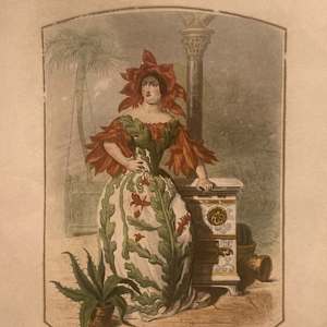 hand painted engraving of Flower people 