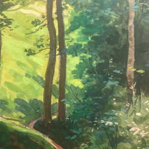 Original oil painting of trees on board 