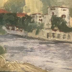 Original painting of landscape with river ~ garden at Beaulieu 1947 ~ Christian Labruyère 