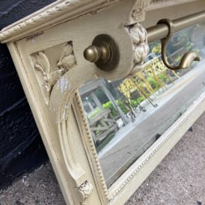 Painted mirrored entry shelf 