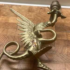 Vintage Brass winged Dragon lamp 
