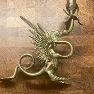 Vintage Brass winged Dragon lamp 