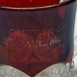 Ruby flashed St. Paul souvenir glass mug 