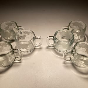 Set of 6 clear glass Nestle world coffee mugs 