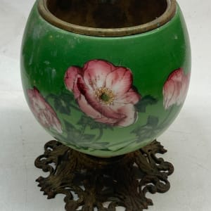 hand painted oil lamp porcelain base with metal foot 