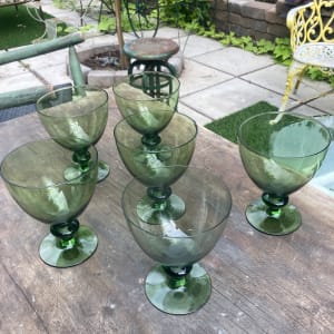 Set of 6 green goblets 