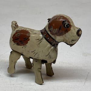 Japanese tin wind up dog toy 