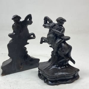 pair of horse rider metal bookends