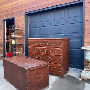 Early 19th century painted pine trunk 1865 