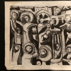 Unframed James Quentin Young lithograph "All Saints Day" darker 