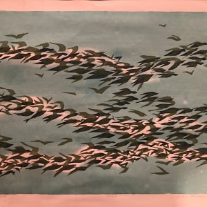 unframed original lithograph of birds in flight by Helen Erickson 