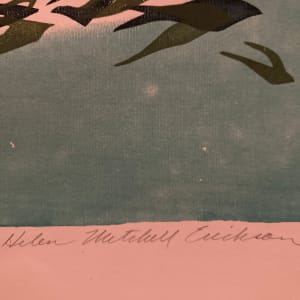 unframed original lithograph of birds in flight by Helen Erickson 