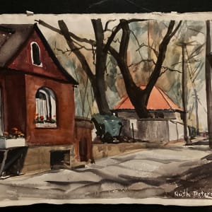 Watercolor of street scene by Ruth Peterson 