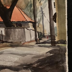 Watercolor of street scene by Ruth Peterson 