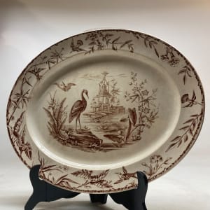 Large Indus serving platter with hummingbirds and herons