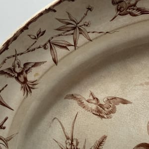 Large Indus serving platter with hummingbirds and herons 