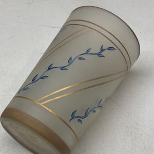 turn of the century frosted water glass with enameled design 