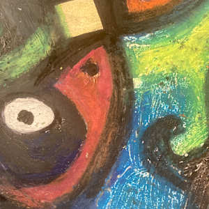 unframed abstract bright colored painting on paper 