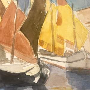 Original watercolor of sailboats 