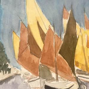 Original watercolor of sailboats 