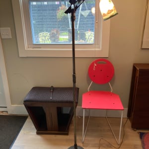 1930's Art Deco floor lamp with hand painted shade 