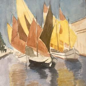 Original watercolor of sailboats 