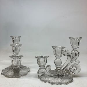 pressed glass candle sticks 