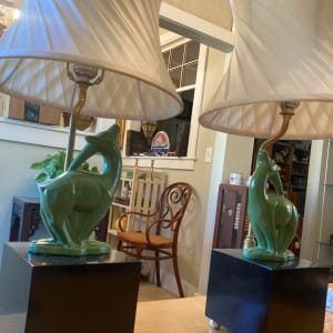 Pair of Art Deco ibex table lamps 