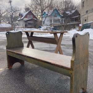 Primitive painted flip top bench / table 