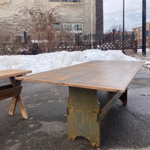 Primitive painted flip top bench / table 