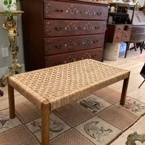 Mexican entry bench with woven seat 