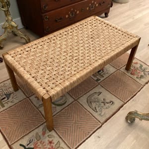 Mexican entry bench with woven seat 