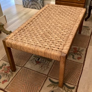 Mexican entry bench with woven seat 