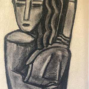 Original charcoal of Art Deco woman 